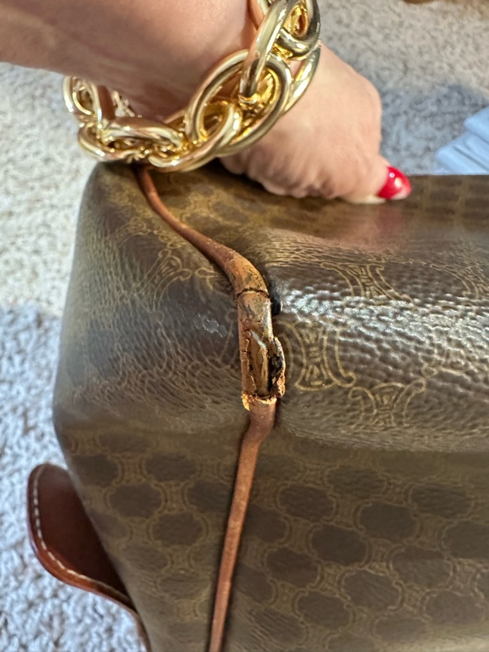 Celine Brown and Tan Macadam Canvas Satchel - Picture 13 of 13